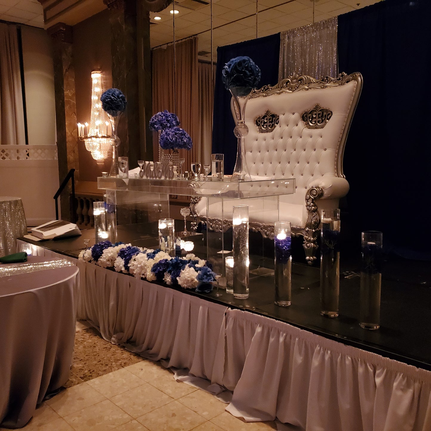 White and Silver Double Throne Chair Rental