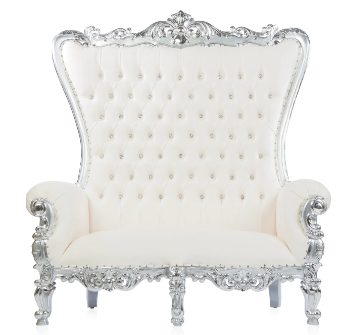 White and Silver Double Throne Chair Rental