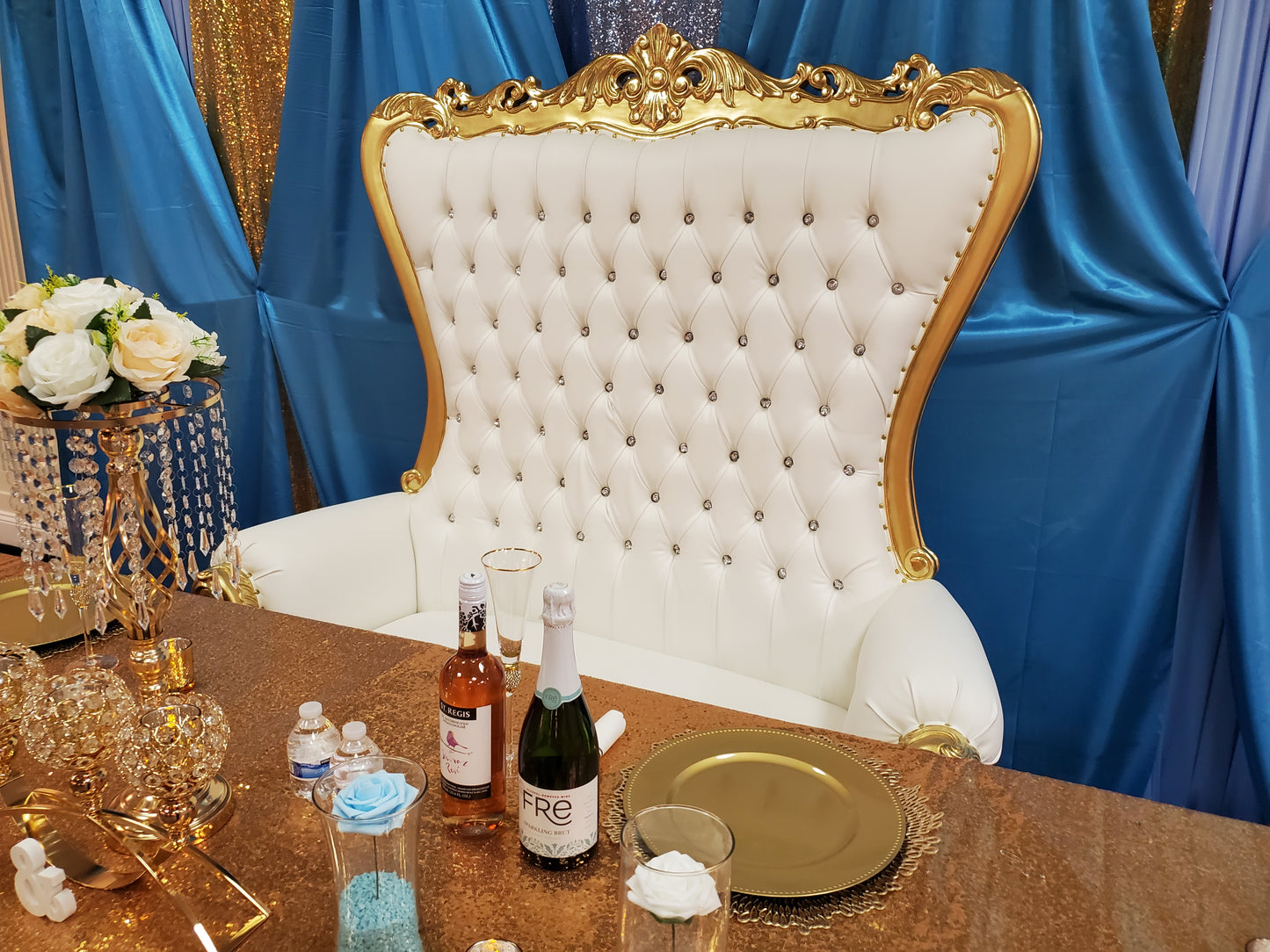 White and Gold Double Throne Chair Rental