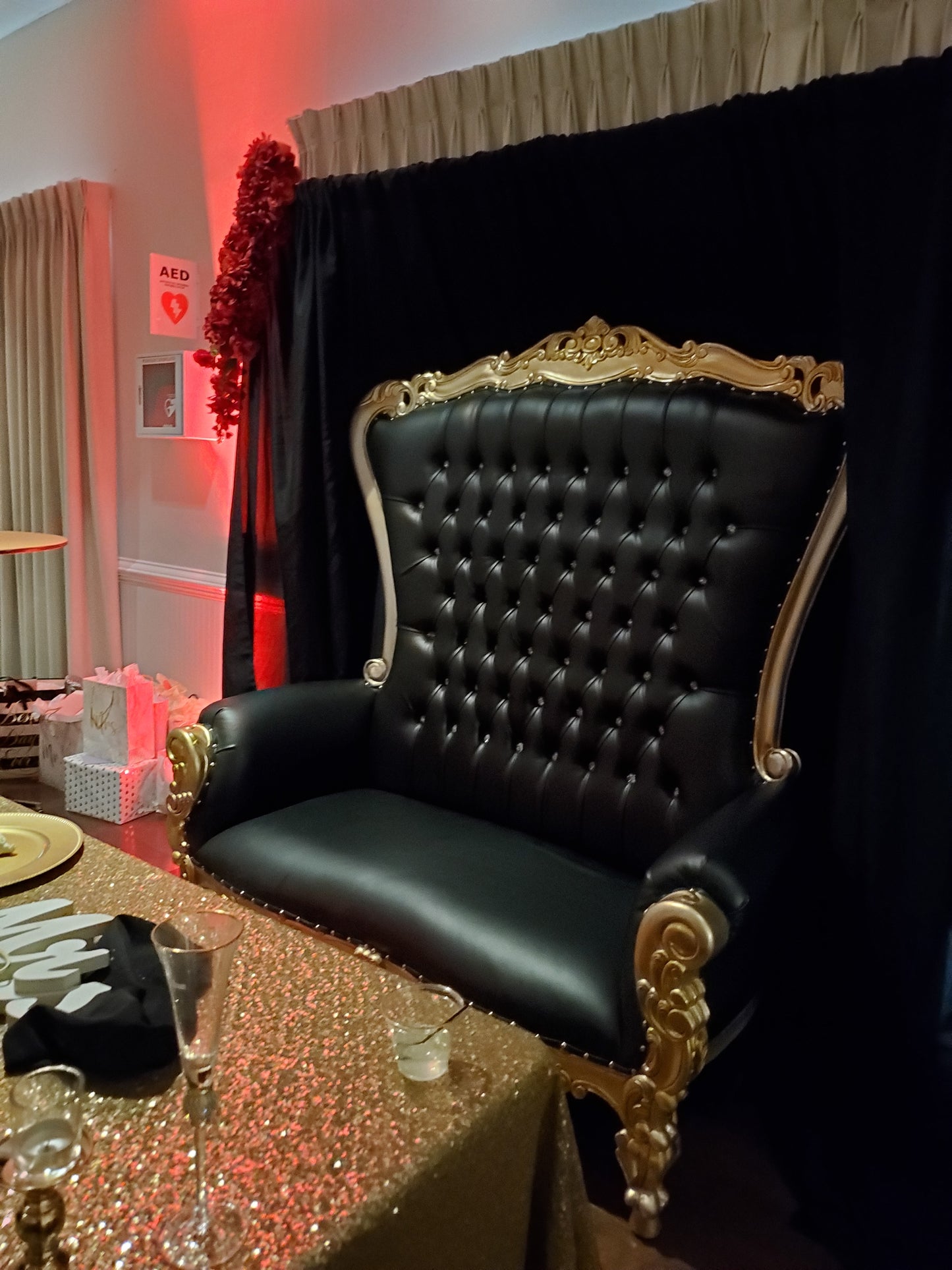Black Throne Chair Gold Trim Double Throne Chair Rental