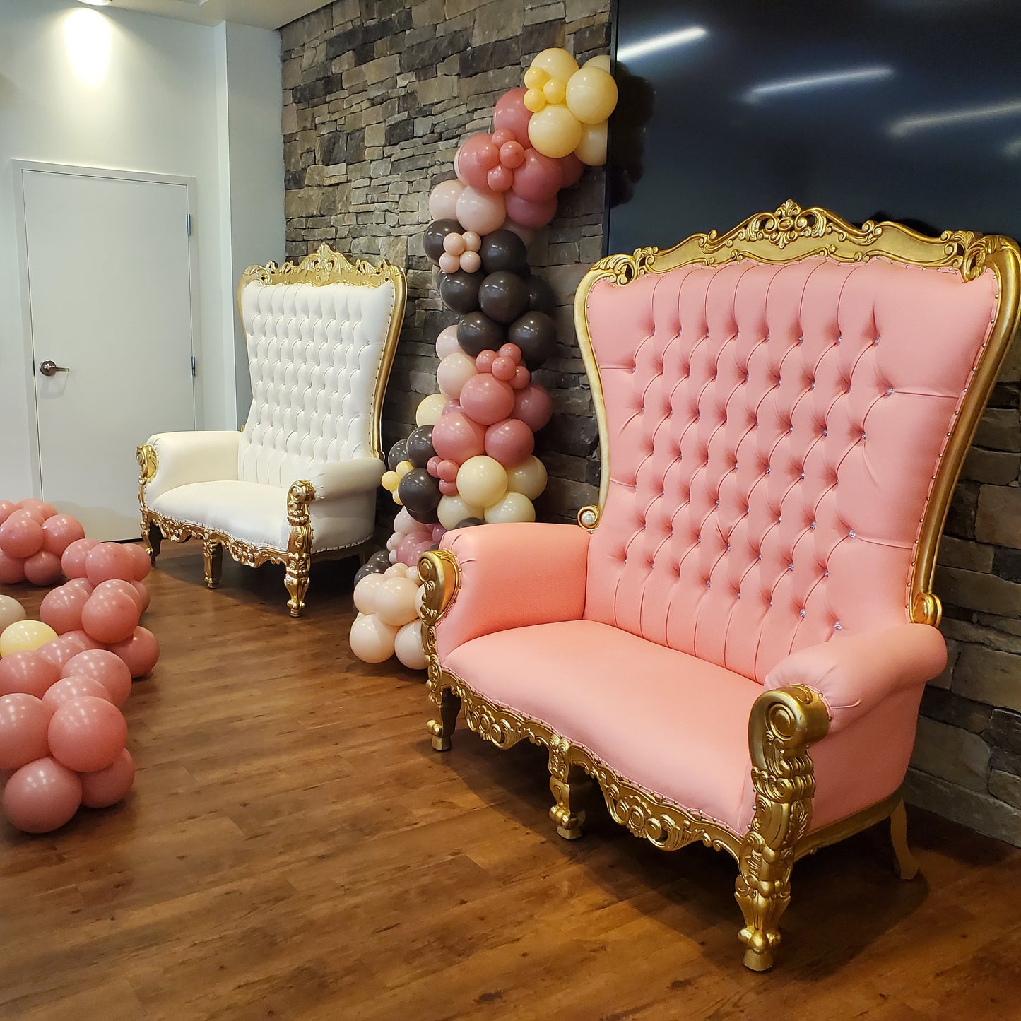 Pink on Gold Double Throne Chair Rental