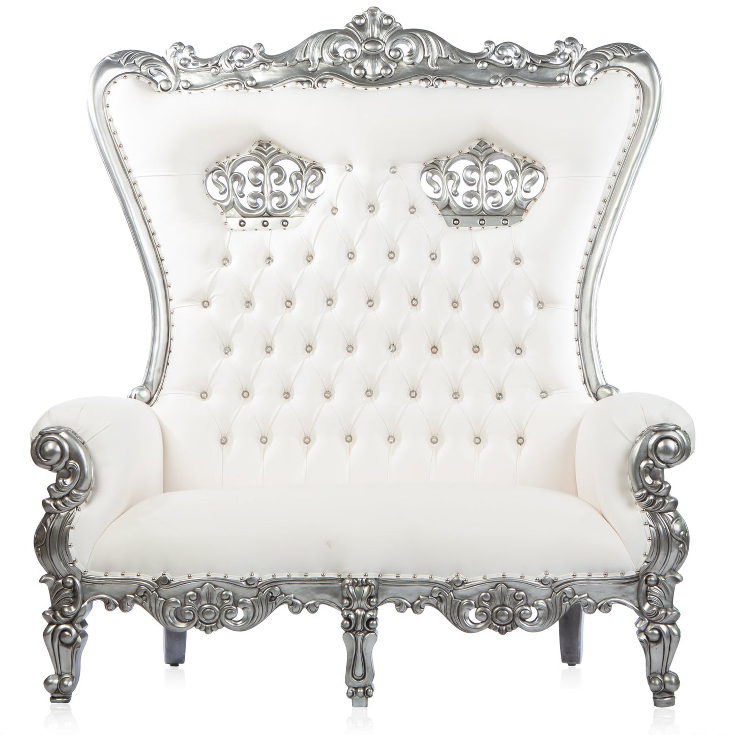 White and Silver Double Throne Chair Rental