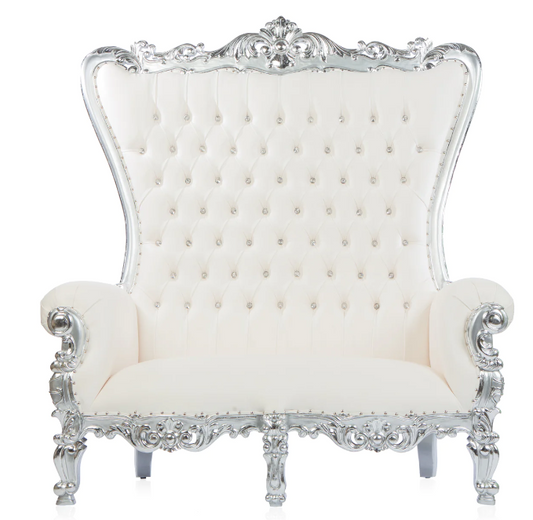 White and Silver Double Throne Chair Rental
